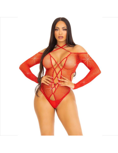 LEG AVENUE - BODY CROTHLESS WITH GLOSS RED 9 