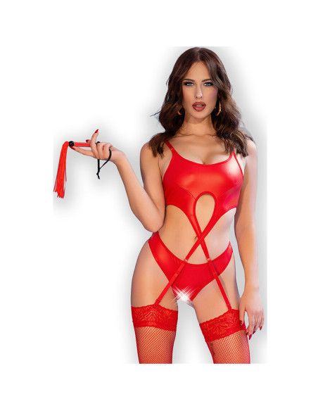 CHILIROSE - CR 4625 ENSEMBLE QUATRE PIÈCES SANS CROTCHLESS ROUGE S 2 