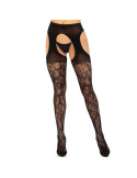 LEG AVENUE - LACE GARTER STOCKINGS BLACK 4 