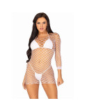 LEG AVENUE - LONG SLEEVE NET DRESS WHITE ONE SIZE 4 