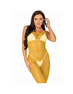 LEG AVENUE - LONG NET DRESS YELLOW ONE SIZE 6 