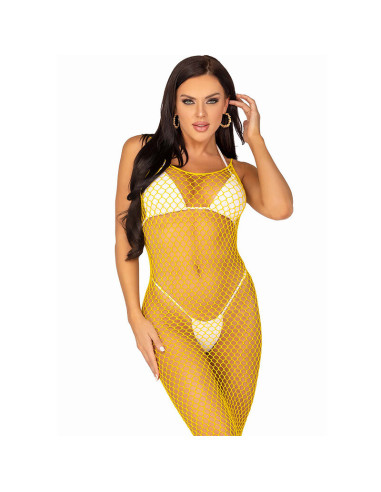 LEG AVENUE - ROBE LONGUE FILET JAUNE TAILLE UNIQUE 6 