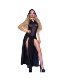 CHILIROSE - CR 4685 ROBE LONGUE À CAPUCHE NOIR S 3 