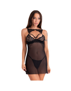 LIVCO CORSETTI FASHION - KROLINA LC 90734 CHEMISE + STRING NOIR S/M 4 