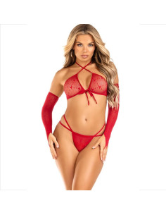 LEG AVENUE - SET 3 PIECES TOP + THONG + SLEEVES 8 