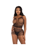 LEG AVENUE - T-SHIRT & PANTS SET FISHNET BLACK 6 