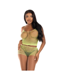 LEG AVENUE - T-SHIRT & PANTS SET FISHNET LIME 5 