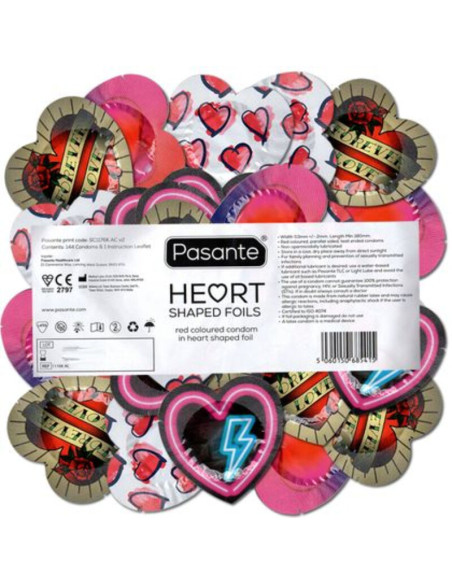 PASANTE - CONDOMS RED HEART SHAPE BAG 144 UNITS 2 