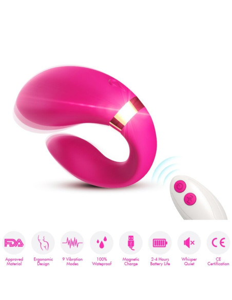 ARMONY - CRESCENT VIBRATOR FOR COUPLES REMOTE CONTROL FUCHSIA 4 