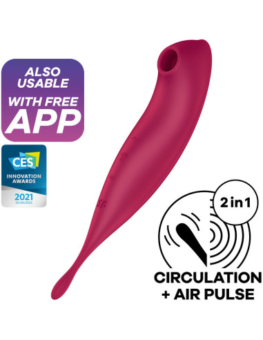 SATISFYER - STIMOLATORE E VIBRATORE TWIRLING PRO+ ROSSO 3 