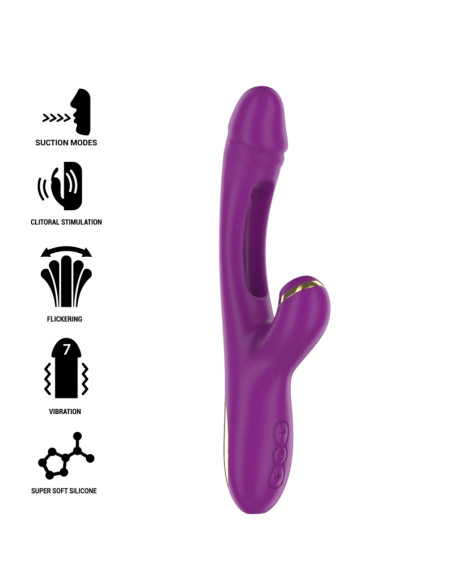 INTENSE - ATENEO RECHARGEABLE MULTIFUNCTION VIBRATOR 7 VIBRATIONS WITH SWINGING MOTION AND SUCKING PURPLE 8 