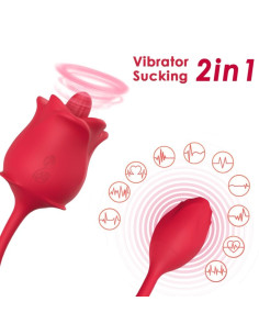 ARMONY - ROSE 2 IN 1 SUCTION STIMULATOR & VIBRATOR 10 MODES WITH RED TAIL 5 