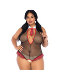 LEG AVENUE - SCHOOLGIRL CROTHLESS FITNESS TEDDY PLUS SIZE 2 