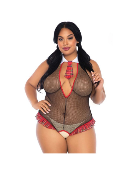 LEG AVENUE - SCHOOLGIRL CROTHLESS FITNESS TEDDY PLUS SIZE 2 