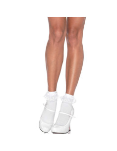 LEG AVENUE - CHAUSSETTES VOLANTS EN DENTELLE BLANCHE 1 