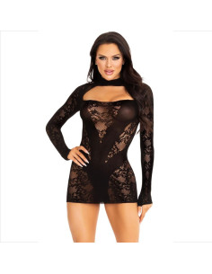 LEG AVENUE - MINI ROBE AVEC DENTELLE MANCHES LONGUES NOIR 9 