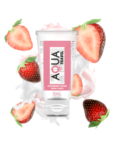 AQUA TRAVEL - STRAWBERRY CREAM FLAVOUR WATERBASED LUBRICANT - 50 ML 1 