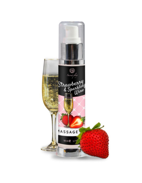 SECRETPLAY - HUILE DE MASSAGE FRAISE & VIN MOUSSEUX 50 ML 1 