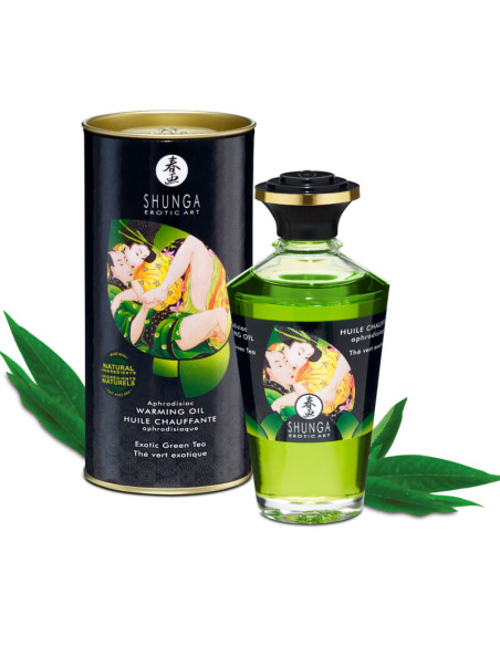 SHUNGA - HUILE DE MASSAGE EFFET CHALEUR AU THÉ VERT BIO 100 ML 1 