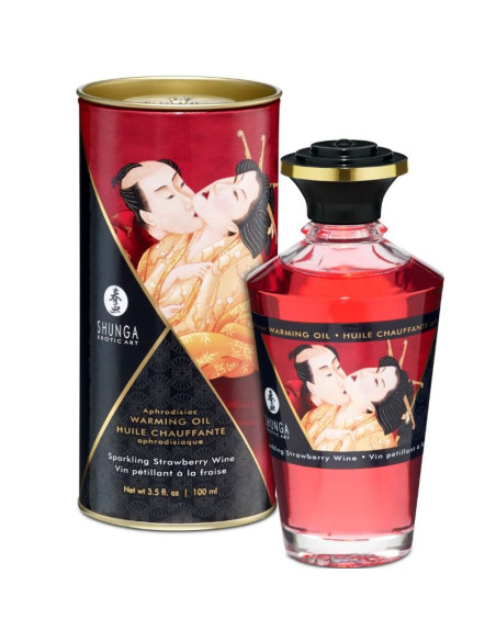 SHUNGA - STRAWBERRIES AND CAVA HEAT EFFECT MASSAGE OIL 100 ML 2 