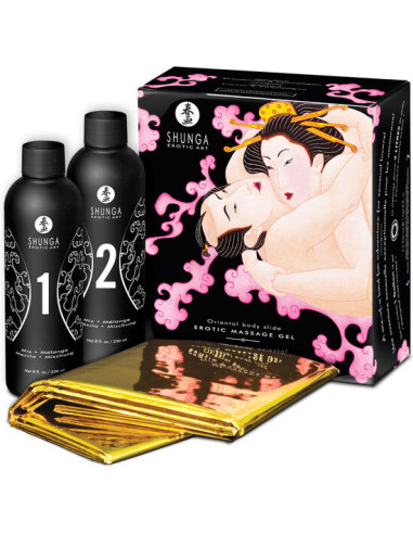 SHUNGA - GEL DA MASSAGGIO EROTICO CORPO A CORPO FRAGOLE E CAVA 2 