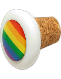 PRIDE - TAPPO IN CERAMICA TONDO IN SUGHERO CON BANDIERA LGBT 1 