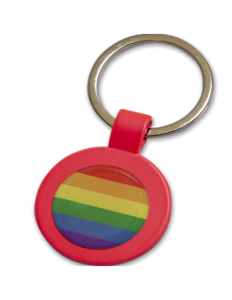 PRIDE - FUSCIA METAL KEYRING ROUND KEY RING WITH THE LGBT FLAG 1 