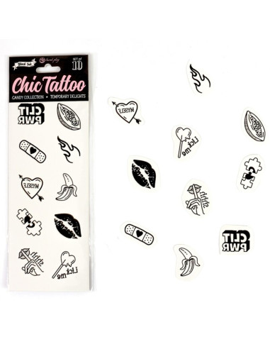 SECRET PLAY - SET OF 10 CANDY COLLECTION TEMPORARY TATTOOS 5 