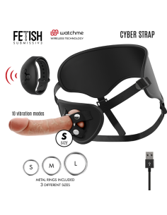 FETISH SUBMISSIVE CYBER STRAP - HARNESS WITH REMOTE CONTROL DILDO WATCHME S TECHNOLOGY 15 