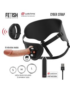 FETISH SUBMISSIVE CYBER STRAP - HARNESS WITH DILDO AND BULLET REMOTE CONTROL WATCHME M TECHNOLOGY 16 