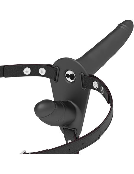 FETISH SUBMISSIVE HARNESS - VIBRATORE NERO A DOPPIA PENETRAZIONE 6 