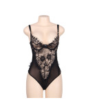 SUBBLIME - QUEEN PLUS DENTELLE FLORALE ET TEDDY NOIR FRANGES 4 