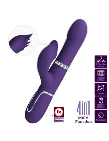 PRETTY LOVE - ZALIN RABBIT VIBRATOR PEARLS 4 IN 1 PURPLE 11 