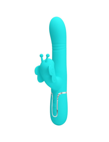 PRETTY LOVE - VIBRATEUR MULTIFONCTION LAPIN 4 EN 1 PAPILLON AQUA VERT 11 