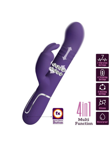 PRETTY LOVE - COALE RABBIT VIBRATOR 4 IN 1 PURPLE 10 