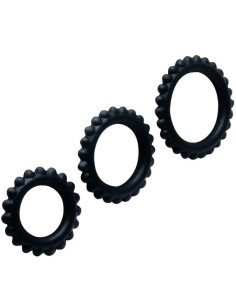 BAILE - TITAN SET 3 PCS COCK RING NOIR 2.8 + 2.4 + 1.9 CM 5 