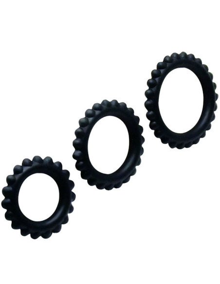 BAILE - TITAN SET 3STK COCKRING SCHWARZ 2.8 + 2.4 + 1.9 CM 5 