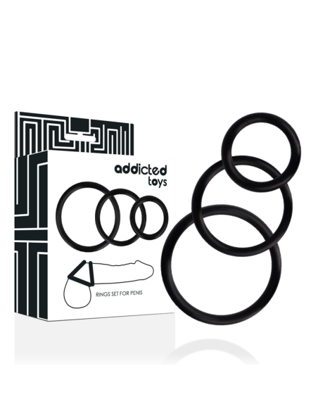 ADDICTED TOYS - RINGS SET FOR PENIS BLACK 4 