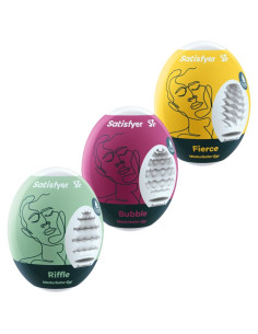 SATISFYER - 3 MASTURBATOR EIER RIFFLE, BUBBLE & FIERCE 2 