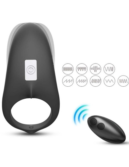 ARMONY - ANELLO VIBRATORE SHARK PER TELECOMANDO DI COPPIA NERO 6 