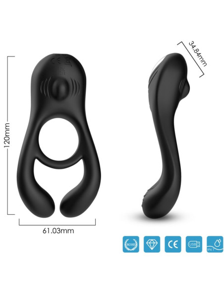 ARMONY - VEYRON DOUBLE VIBRATOR RING TOY FOR COUPLES BLACK 3 