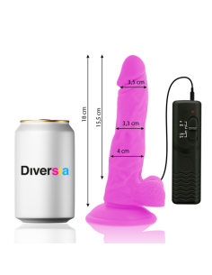 DIVERSIA - FLEXIBLER VIBRIERENDER DILDO LILA 18 CM -O- 4 CM 9 