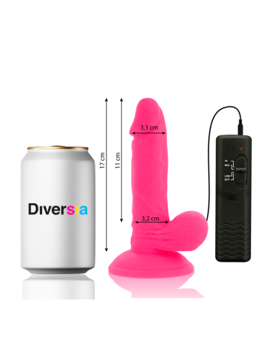 DIVERSIA - FLEXIBLE VIBRATING DILDO PINK 17 CM -O- 3.3 CM 9 