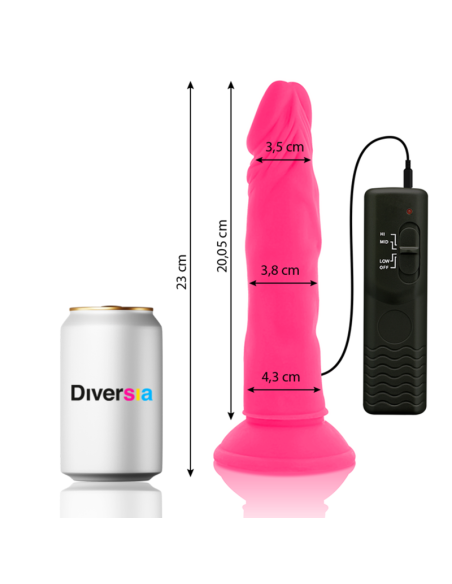 DIVERSIA - DILDO SOUPLE AVEC VIBRATION ROSE 23 CM -O- 4.3 CM 9 