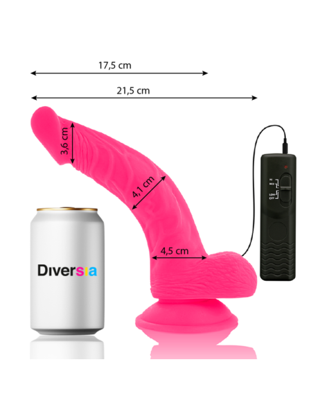 DIVERSIA - DILDO VIBRANTE FLESSIBILE ROSA 21.5 CM -O- 4.5 CM 9 