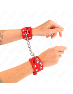 KINK - WRISTBANDS WITH DOUBLE LINE OF ADJUSTABLE STUDS RED