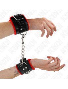 KINK - FUR LINED WRIST RESTRAINTS WITH SQUARE HOLES RED...