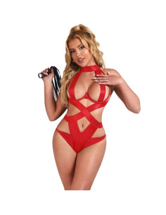 SUBBLIME - SEXY HALTER-BODY MIT HARNESS ROT S/M 1 