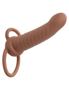 CALEXOTICS - MAXX RIBBED DUAL PENETRATOR 10 VIBRATIONS BROWN