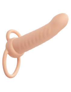 CALEXOTICS - MAXX RIBBED DUAL PENETRATOR 10 VIBRATIONS FLESH